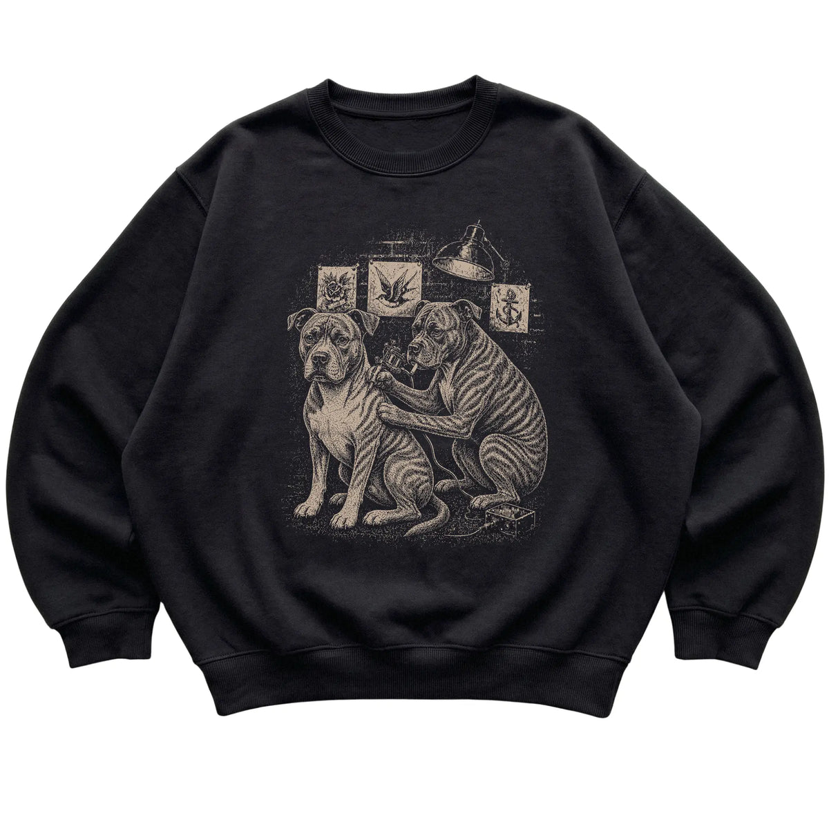 Black Pitbull Dog Tattoo Artist shirt laid flat