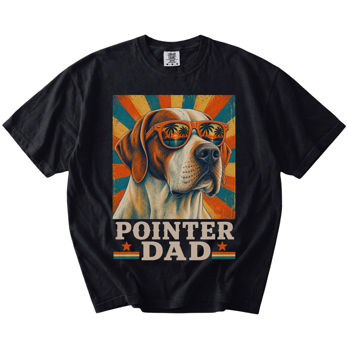 Retro Pointer Dad design on a Black Comfort Colors T-shirt