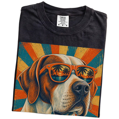 Retro Pointer Dad design on a Black Comfort Colors T-shirt folded detail