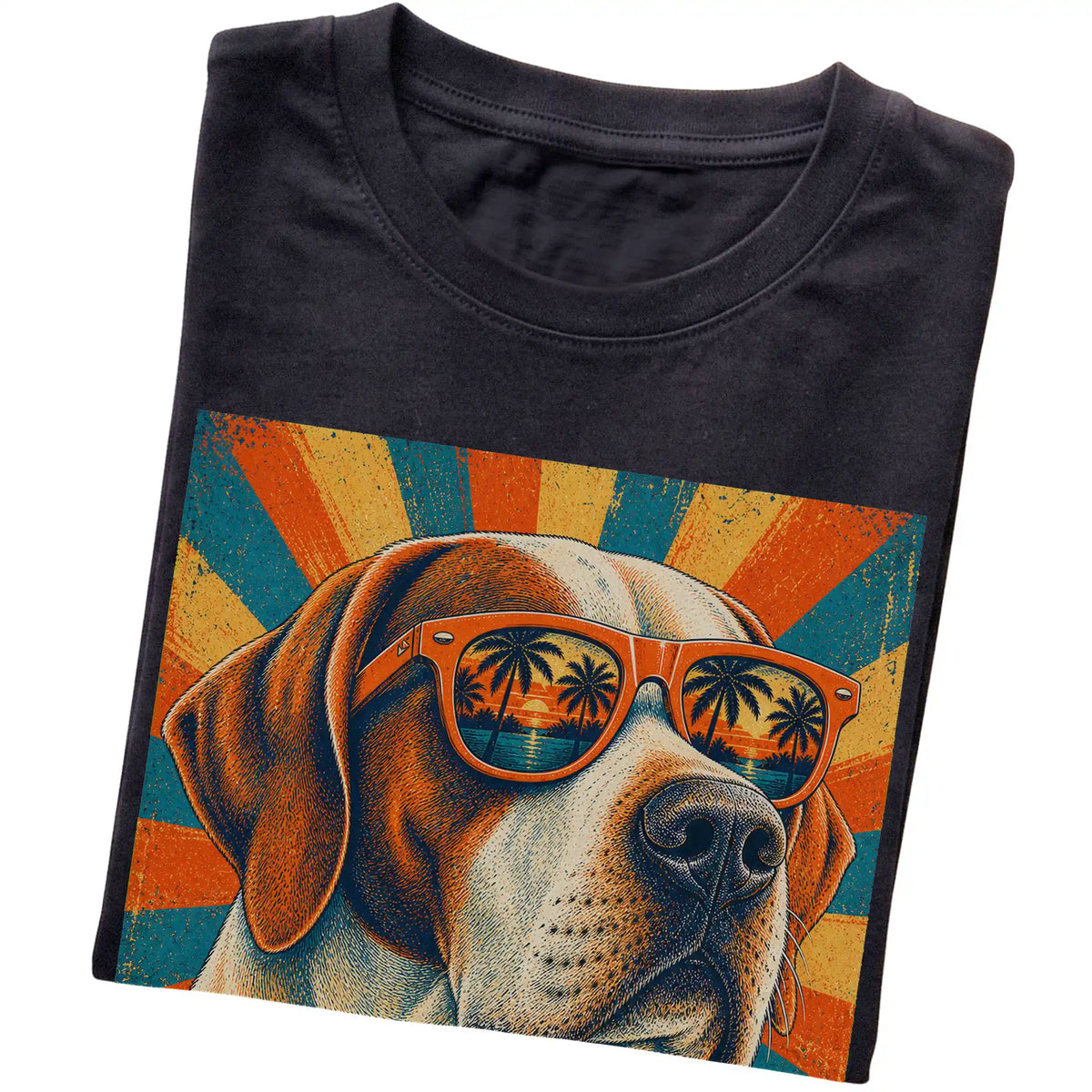 Folded Black softstyle T-shirt with a Retro Pointer Dad design