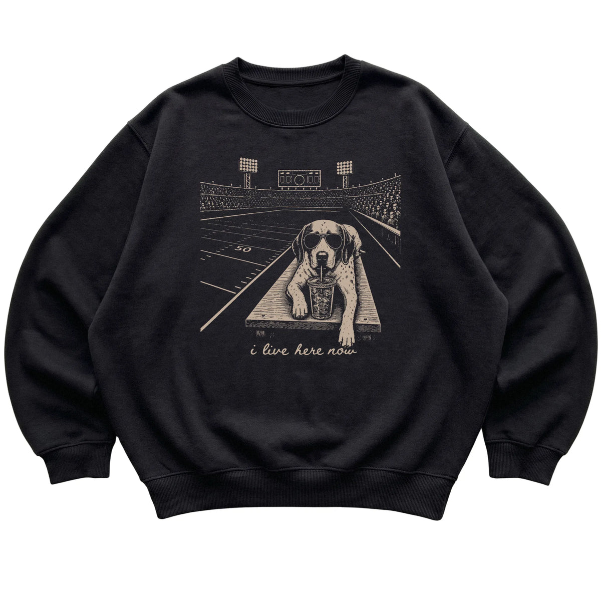 Black Pointer Football Tailgate sweatshirt, laid flat