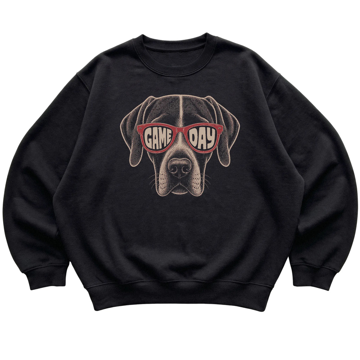 Black Pointer Game Day Sunglasses sweatshirt, laid flat