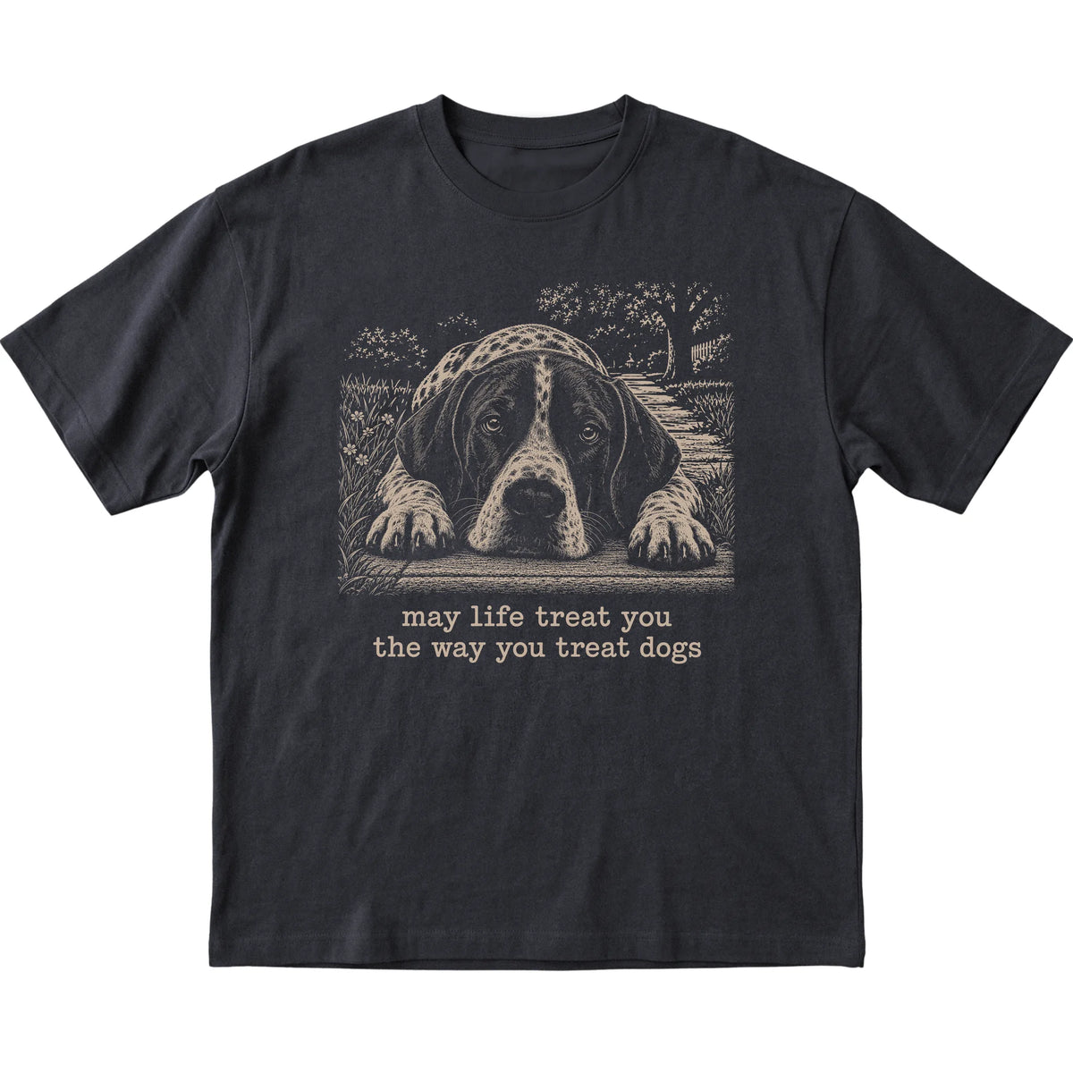 Pointer Karma Softstyle T-shirt in Black — Flat Lay