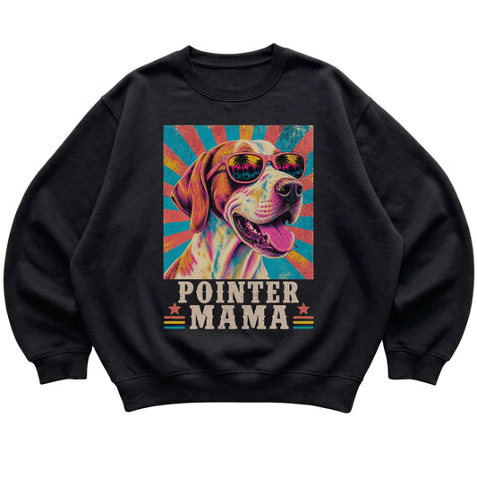 Retro Pointer Mama design on a Black crewneck sweatshirt