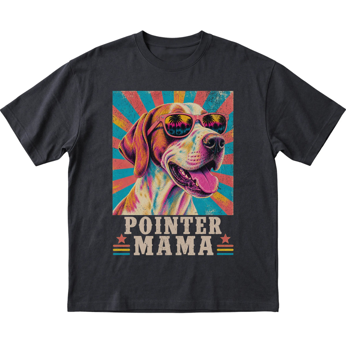 Retro Pointer Mama design on a Black softstyle T-shirt