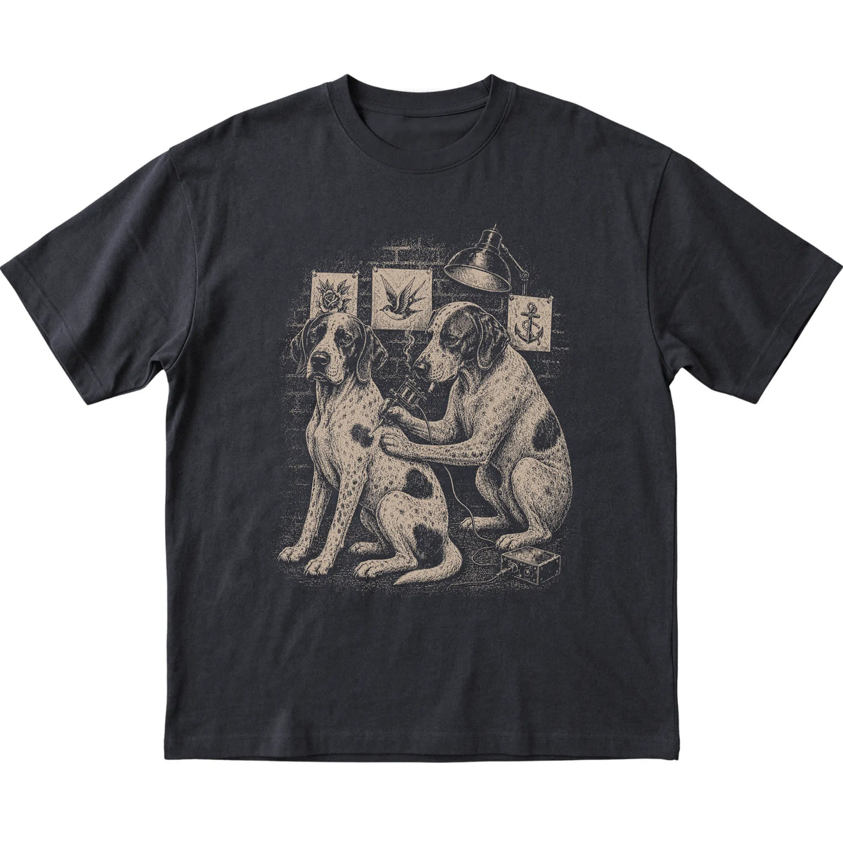Black Pointer Dog Tattoo Artist shirt laid flat