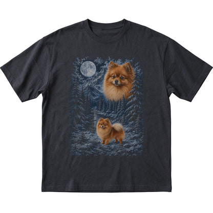 Pomeranian Forest Moon T-Shirt in Black