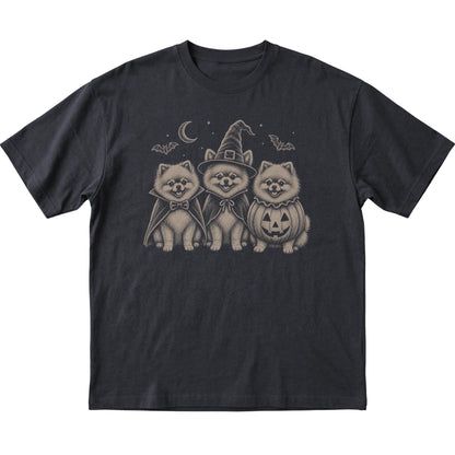 Black Pomeranian Halloween Costume T-shirt, flat view