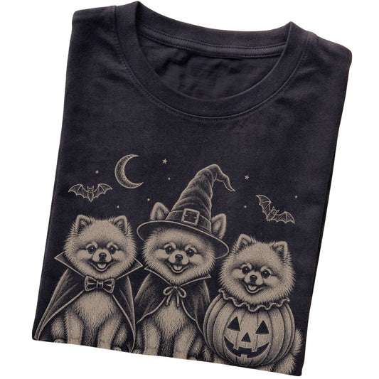 Black Pomeranian Halloween Costume T-shirt, folded view