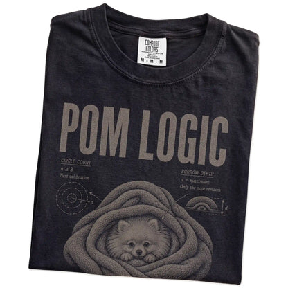 Folded Black Pomeranian Logic T-Shirt showing the graphic