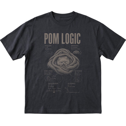 Black Pomeranian Logic T-Shirt laid flat