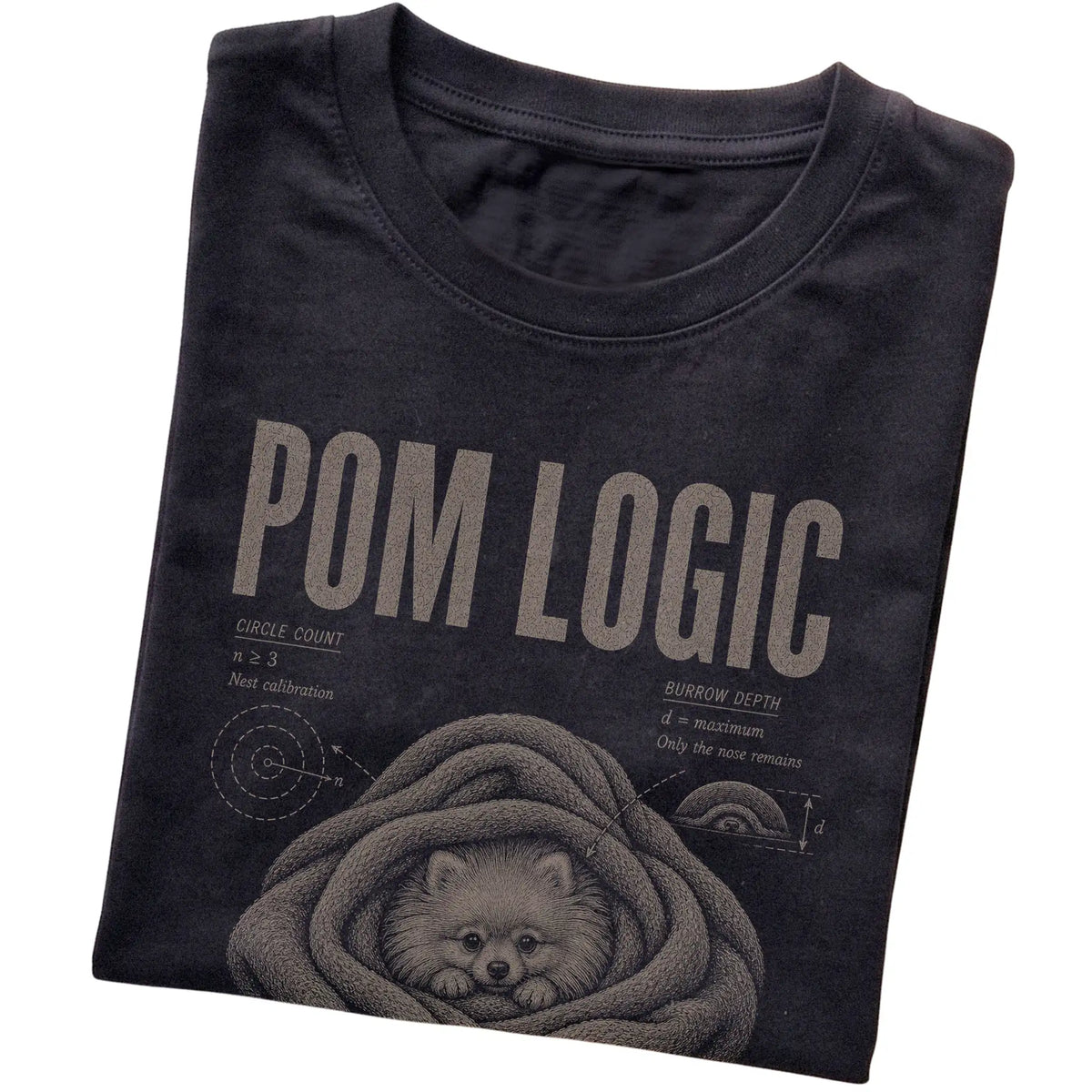 Black Pomeranian Logic T-Shirt folded detail