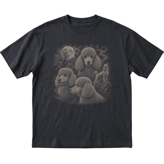 Poodle 90s Moon T-Shirt in Black — flat lay