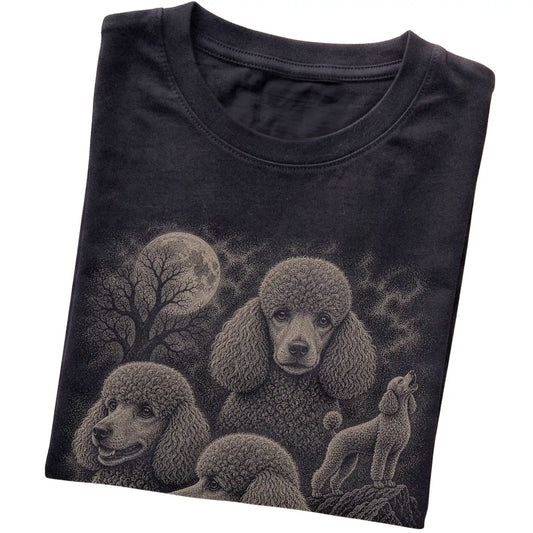Poodle 90s Moon T-Shirt in Black — folded detail