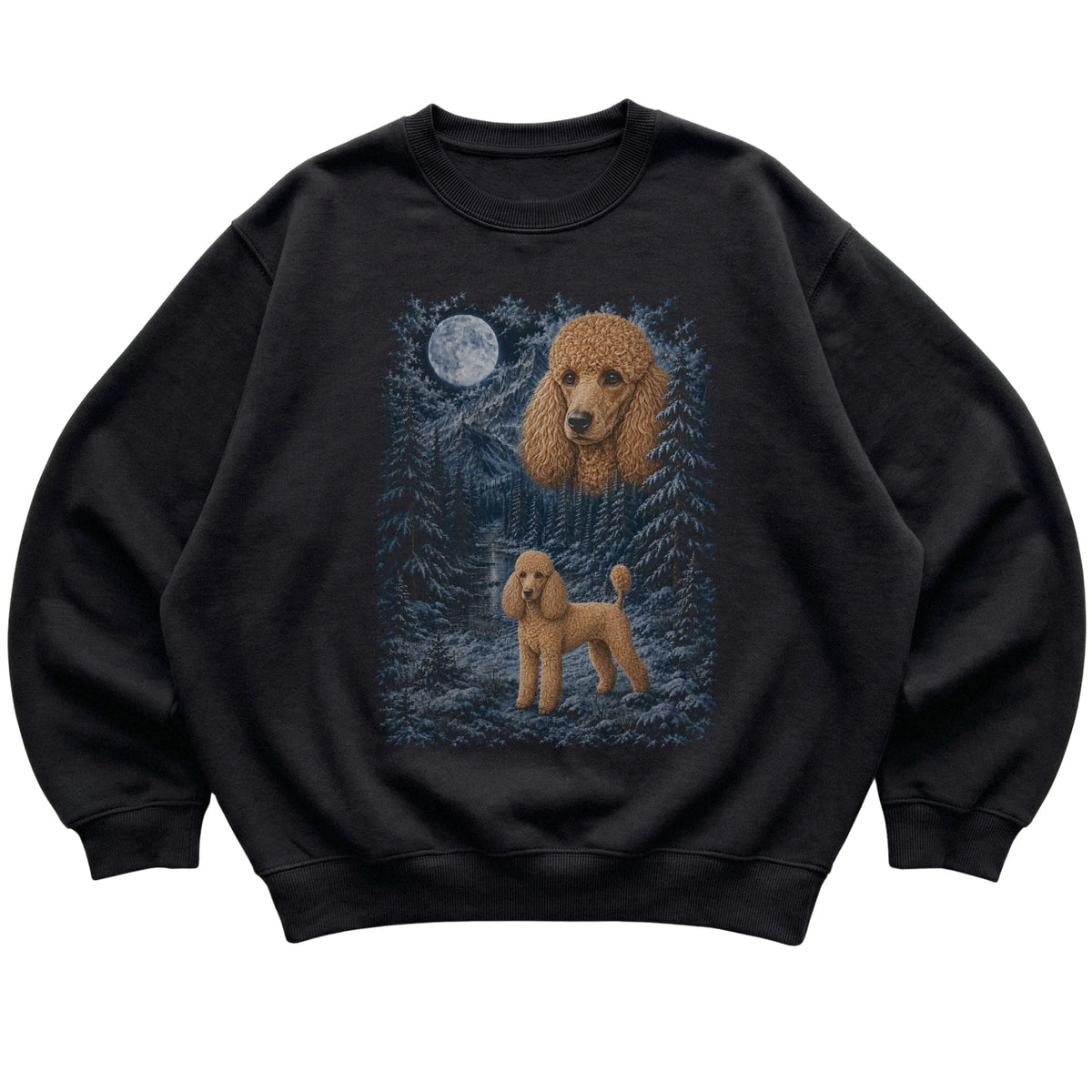 Poodle Forest Moon Sweatshirt in Black