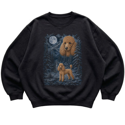 Poodle Forest Moon Sweatshirt in Black