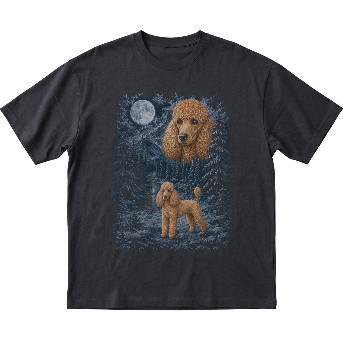 Poodle Forest Moon T-Shirt in Black