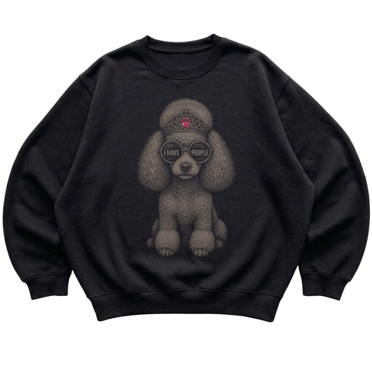 Black Poodle I Have People T-Shirt laid flat