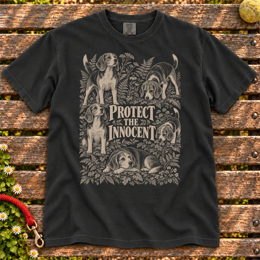 Protect the Innocent Beagle design on a Black T-shirt