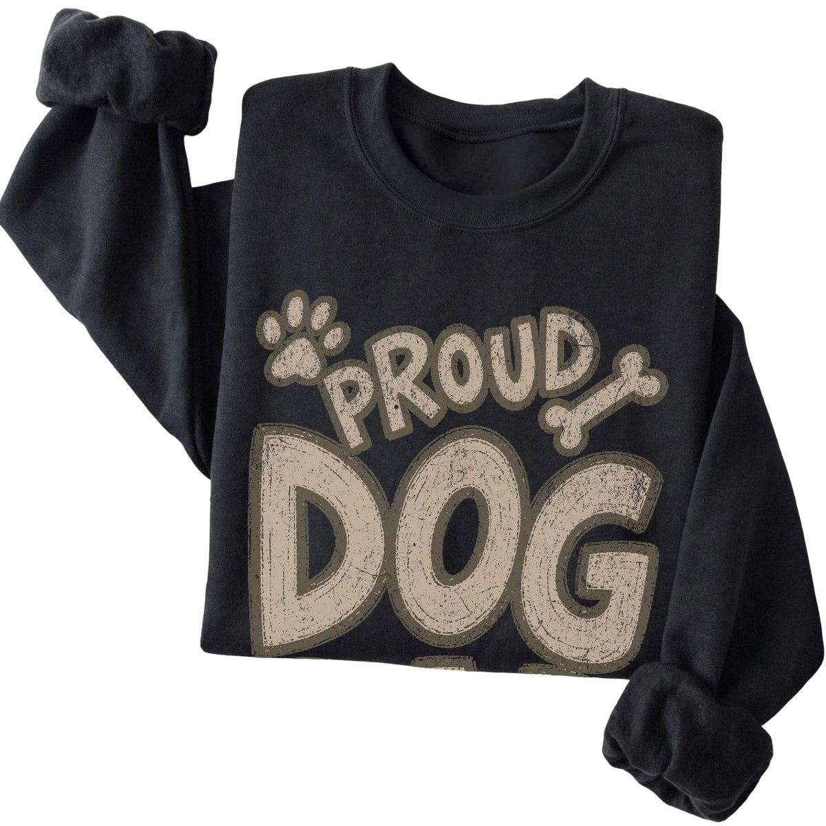 Black Proud Dog Dad folded detail