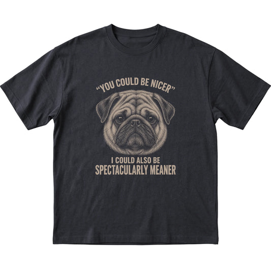 Pug Guard Dog T-Shirt in Black — flat lay
