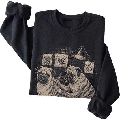 Black Pug Dog Tattoo Artist folded detail view