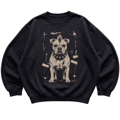 Black Punk Rock American Bulldog sweatshirt, flat view