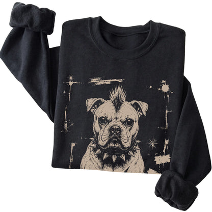 Black Punk Rock American Bulldog sweatshirt, folded view