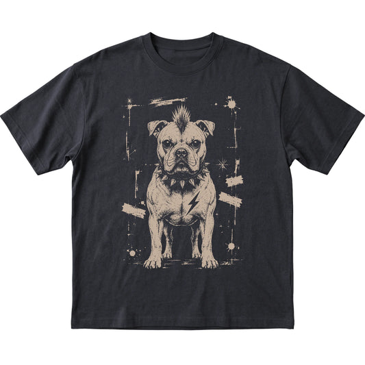 Black Punk Rock American Bulldog T-shirt, flat view