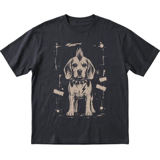 Black Punk Rock Beagle T-shirt, flat view