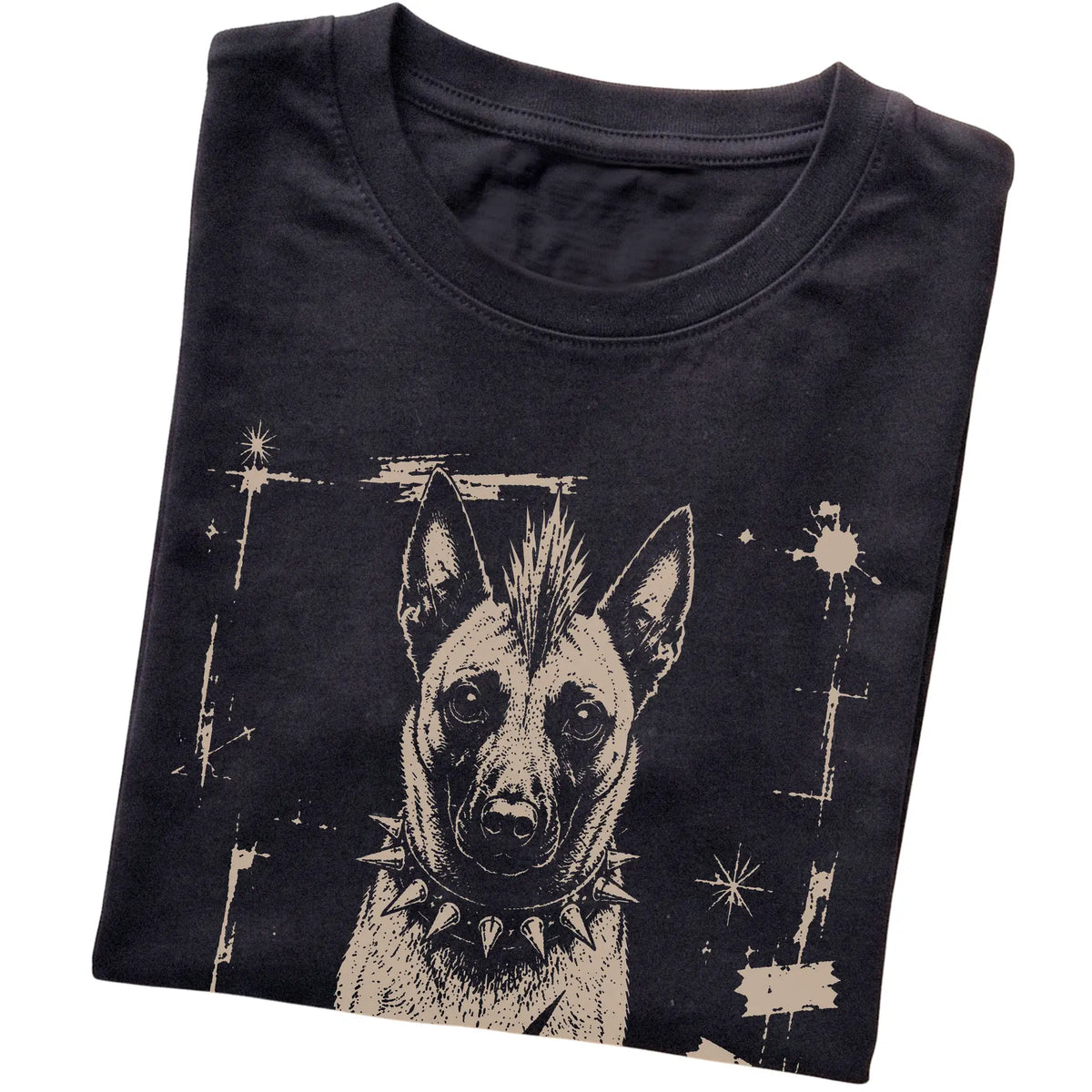 Black Punk Rock Belgian Malinois T-shirt, folded view