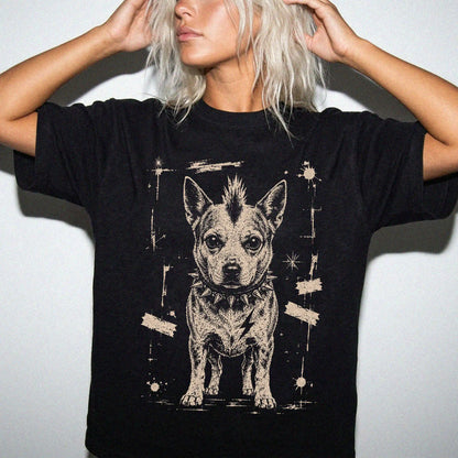Woman wearing a Black Punk Rock Blue Heeler T-Shirt