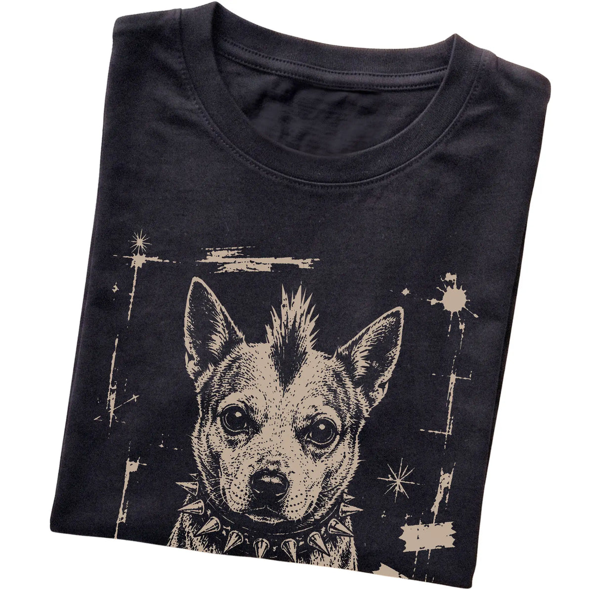 Black Punk Rock Blue Heeler T-shirt, folded view