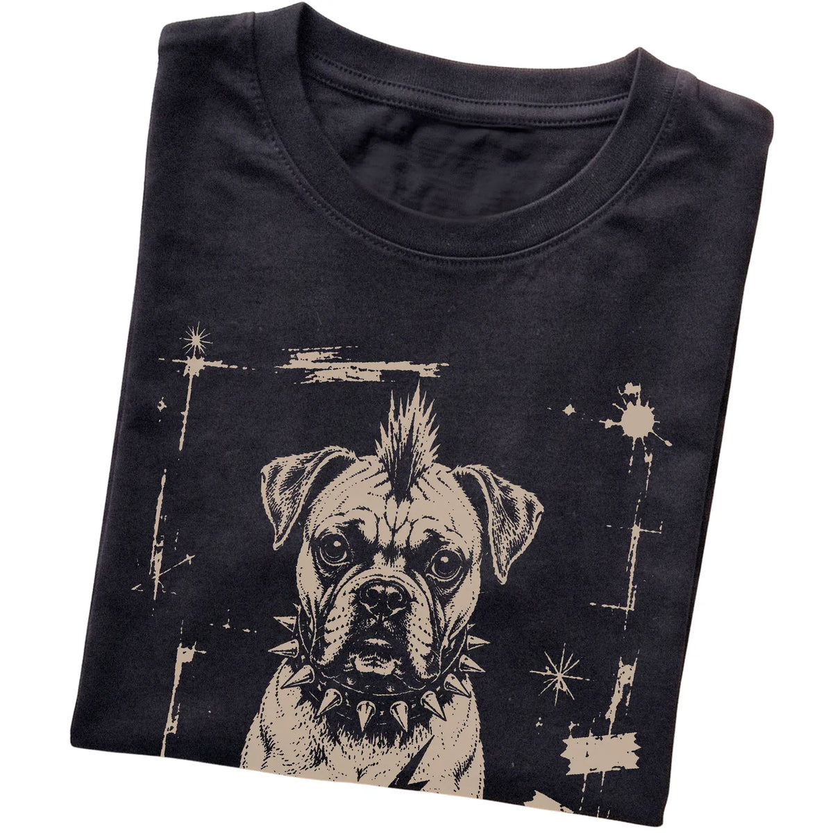 Black Punk Rock Boxer T-shirt, folded view