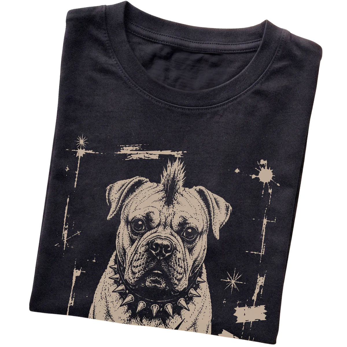 Black Punk Rock Cane Corso T-shirt, folded view