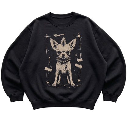 Black Punk Rock Chihuahua sweatshirt, flat view