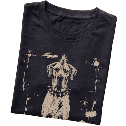 Black Punk Rock Great Dane T-shirt, folded view