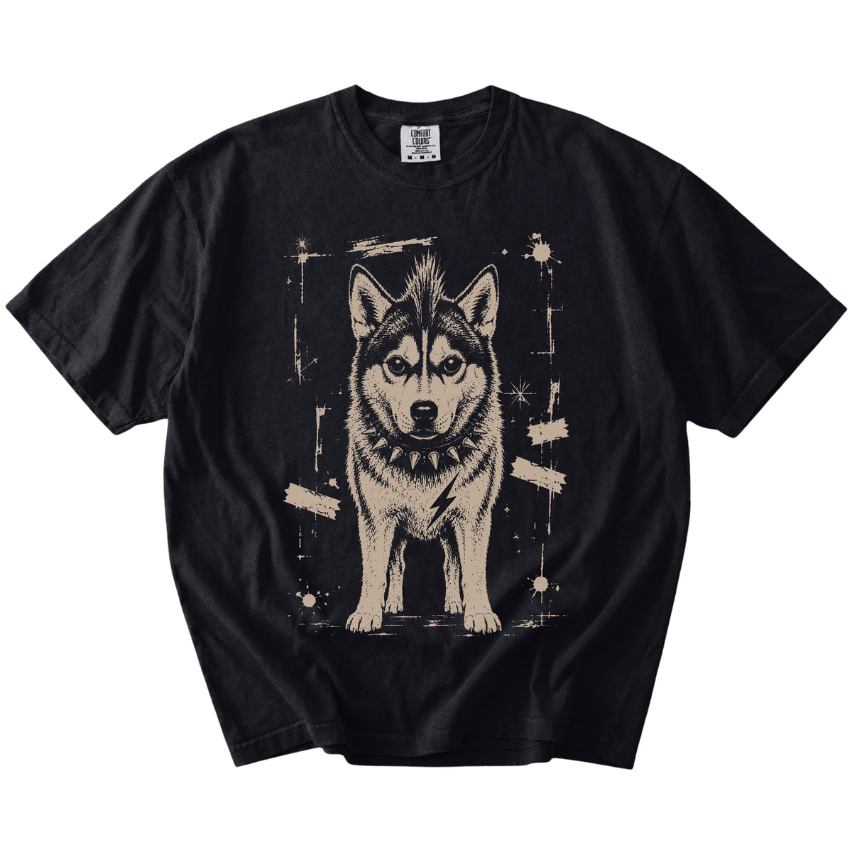 Black Punk Rock Husky T-Shirt laid flat