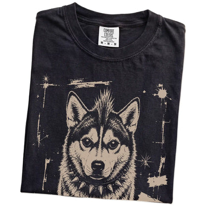 Folded Black Punk Rock Husky T-Shirt showing the graphic