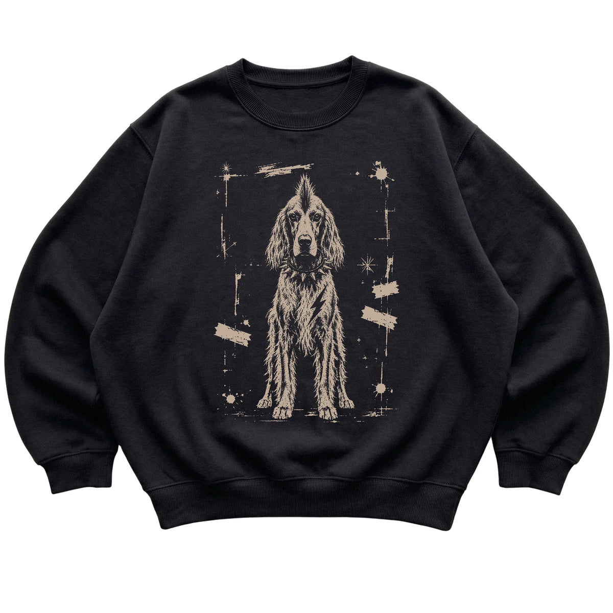 Black Punk Rock Irish Setter sweatshirt, flat view