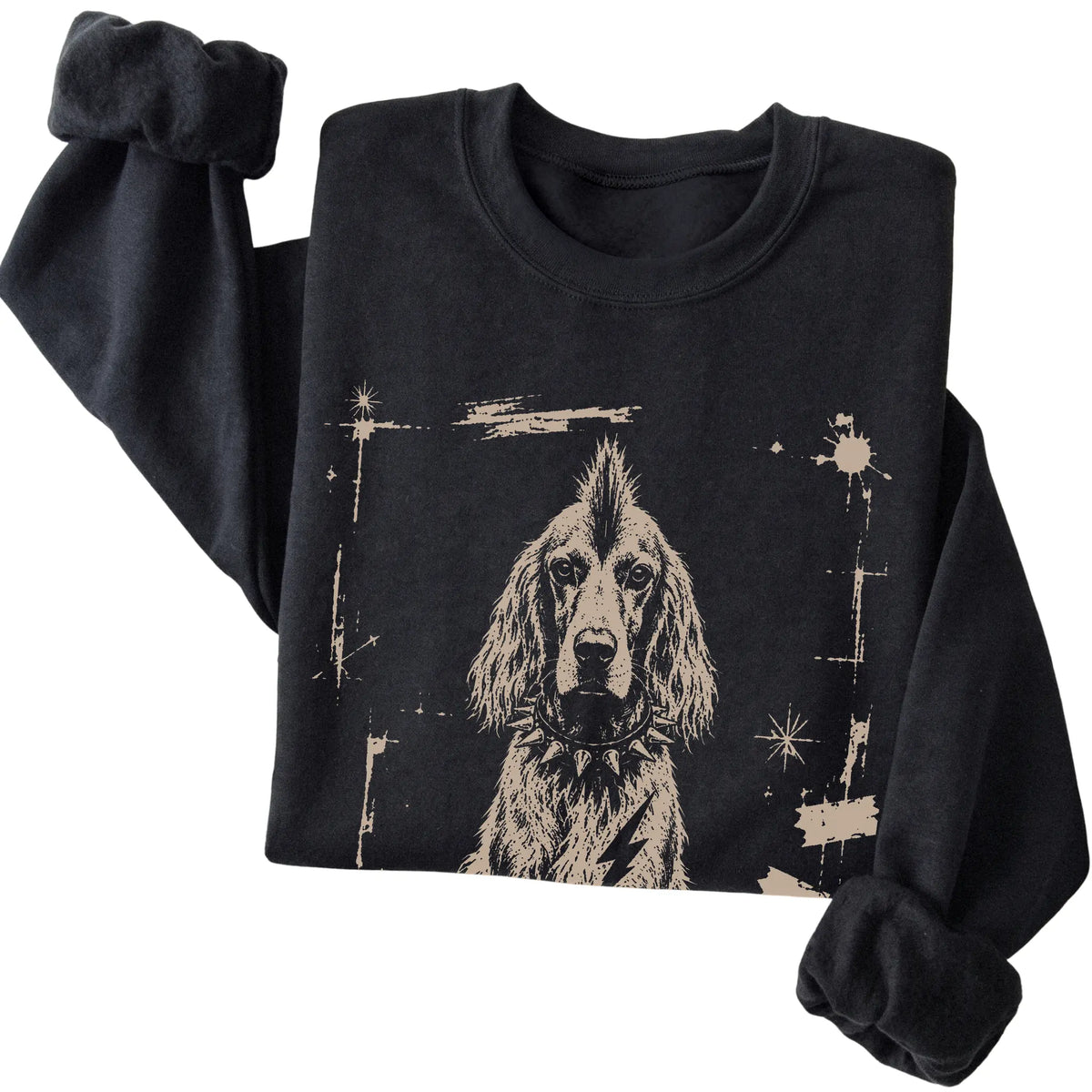 Black Punk Rock Irish Setter sweatshirt, folded view