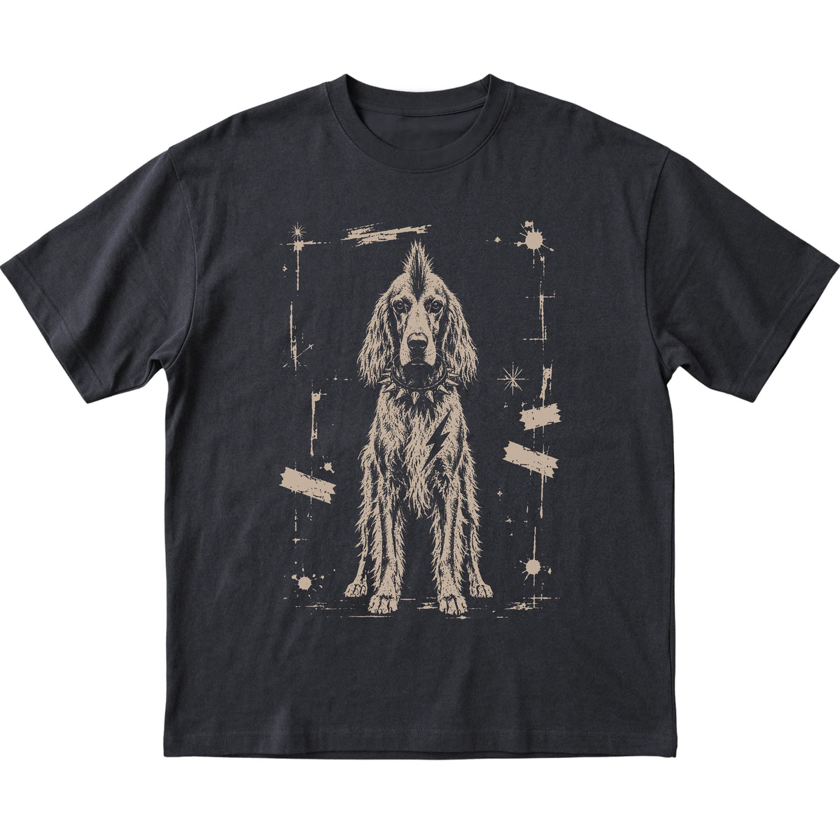 Black Punk Rock Irish Setter T-shirt, flat view