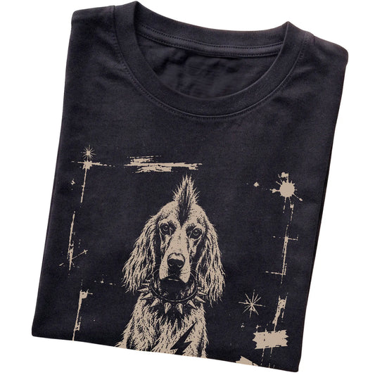 Black Punk Rock Irish Setter T-shirt, folded view