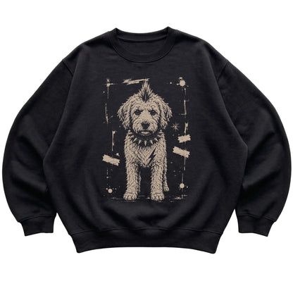 Black Punk Rock Labradoodle sweatshirt, flat view