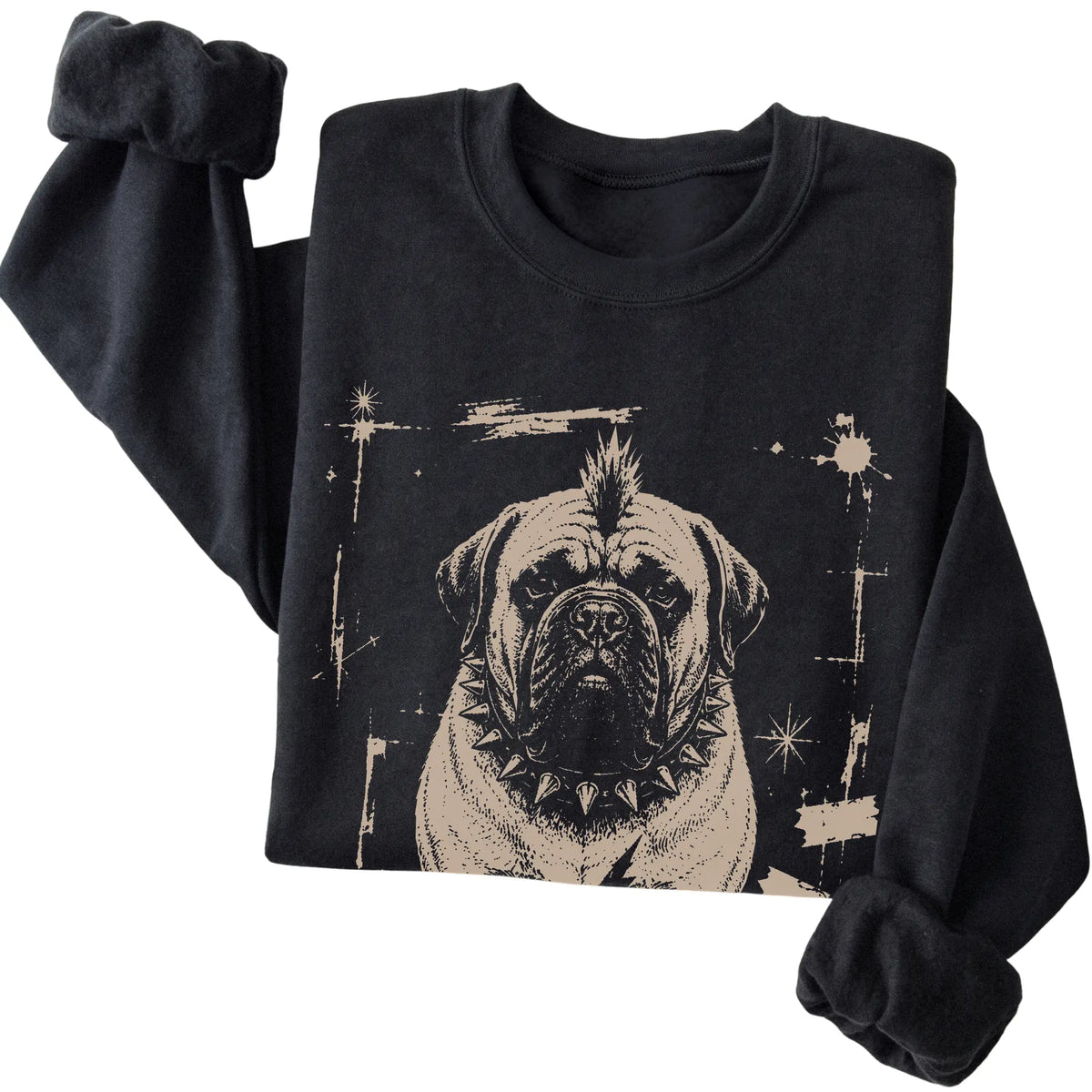 Black Punk Rock Mastiff sweatshirt, folded view