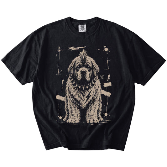 Black Punk Rock Newfie T-Shirt laid flat