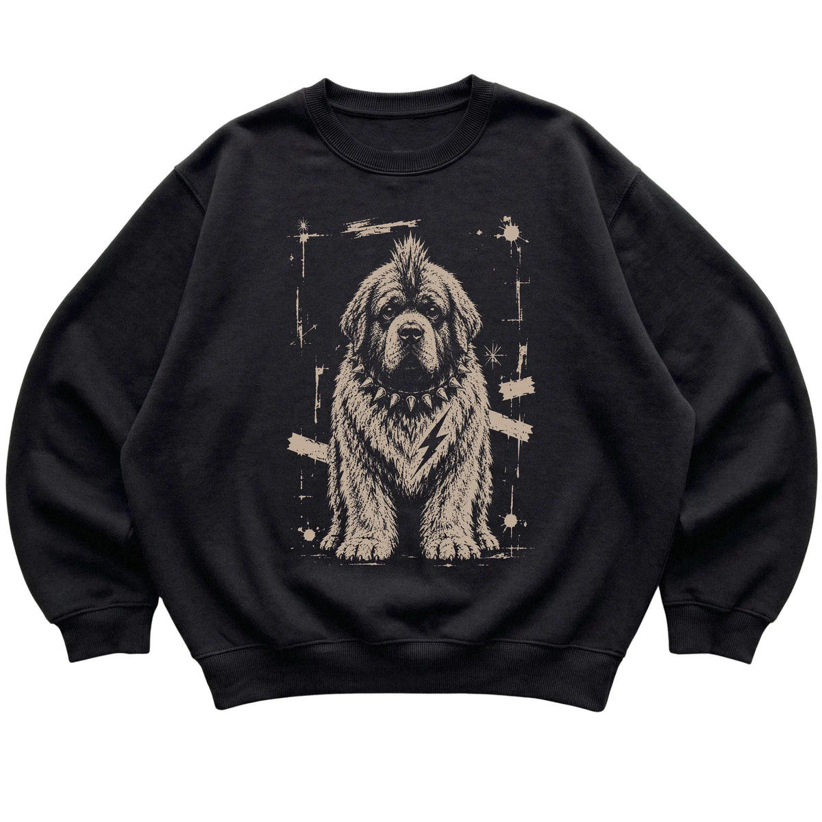 Black Punk Rock Newfie sweatshirt, flat view