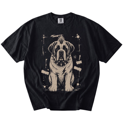 Black Punk Rock Saint Bernard T-Shirt laid flat