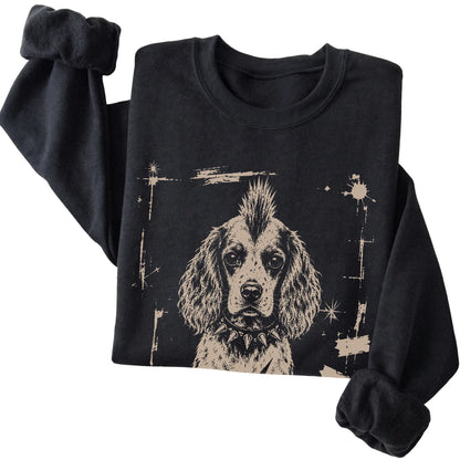 Black Punk Rock Springer Spaniel sweatshirt, folded view