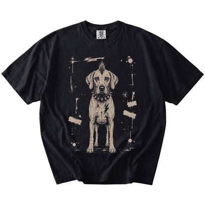 Black Punk Rock Vizsla T-Shirt laid flat